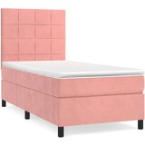 Box spring postelja z vzmetnico roza 90x200 cm žamet | Shoptok.si