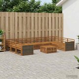  Set vanjskih sofa 10 kom. Prirodna Čvrsto drvo akacije Smeđa | shoptok.hr