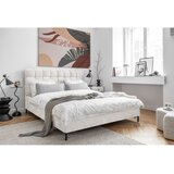 Miuform Kremno bela oblazinjena zakonska postelja z letvenim dnom 140x200 cm Eve – | Shoptok.si