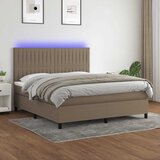  box spring s madracem LED smeđesivi 160x200 cm tkanina | shoptok.hr