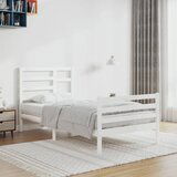 Maison Chic Posteljni okvir - Enojna postelja - Postelja za odrasle bel iz trdnega lesa 90x200 cm-J6371, (21762026) | Shoptok.si