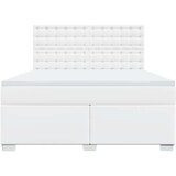 vidaXL Box spring postelja z vzmetnico bela 180x200 cm umetno usnje | Shoptok.si