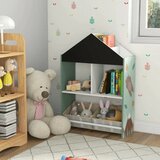 Kinder Home Dječji ormar etajerka za igračke i knjige s medvjedićem, crna ploča za pisanje, kućica FOREST | shoptok.hr