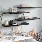 Maison Chic 4 kosi Stenske Police - Viseče police visok sijaj črne 90x23,5x3,8 cm MDF, (21793559) | Shoptok.si