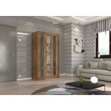 ADRK Klizni ormar KEITA s ogledalom i lacobel staklom 120 cm - CRAFT-LAKIRANA CRNA, VISOKI SJAJ | shoptok.hr