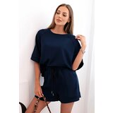 Kesi Włoski Women's butter set with a short-sleeved blouse and shorts with an elastic band navy blue | Shoptok.si