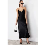 Trendyol Black Straight Cut Strap Maxi Woven Dress