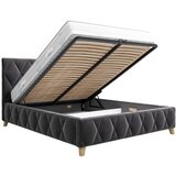 MID.YOU OBLAZINJENA POSTELJA 160 cm x 200 cm , les, kovina, tekstil, leseni material antracit | Shoptok.si