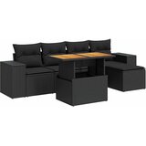  6-dijelni set vrtnih sofa s jastucima crni od poliratana Slike