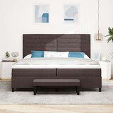  Krevet s podnicom madracem i klupicom tamno smeđa 200x200 cm tkanina | shoptok.hr