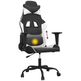  Masažni gaming stol črno in belo umetno usnje | Shoptok.si