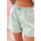 Kesi Włoski Women's set with a frill – a short-sleeved blouse and shorts with an elastic band dark mint | Shoptok.si