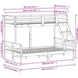  Krevet na kat 80x200/120x200 cm masivna borovina voštano smeđi | shoptok.hr
