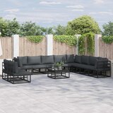  Sjedeća garnitura za vrt s jastukom 10 pcs Crna Aluminij | shoptok.hr
