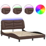  Okvir kreveta s LED svjetlima smeđi 120 x 200 cm umjetna koža | shoptok.hr
