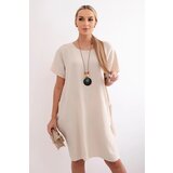 Kesi Włoski Dress with pockets and pendant dark beige | Shoptok.si