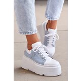Zazoo Leather Sneakers On Massive Platform Denim White Lewski 3586 | ePonuda.com