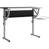 Maison Chic Delovna miza - pisarniška miza - Računalniška miza črna in siva 110x53x(58-87) cm inžen. les in jeklo, (21785668) | Shoptok.si