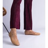 Gemre Beige faux leather ballerinas with buckles Kamelia | shoptok.hr