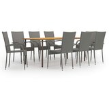 Poli 9-dijelni vrtni blagovaonski set od poliratana sivi | shoptok.hr