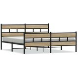 Metalni Kovinski posteljni okvir brez vzmetnice sonoma hrast 183x213 cm, (21610865) | Shoptok.si