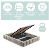 Maison de Rêve Svijetlo sivi tapecirani bračni krevet s prostorom za odlaganje s podnicom 180x200 cm Aruba L – | shoptok.hr