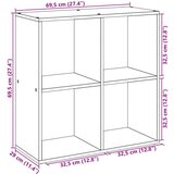 vidaXL Sobna pregrada / regal za knjige sivi 69,5x29x69,5 cm drveni | shoptok.hr