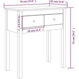  Konzolni stol bijeli 70 x 35 x 75 cm od masivne borovine | shoptok.hr