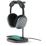 Satechi 2-IN-1 headphone stand w wireless charger usb-c (cable inc., adapter not inc.) - space grey) Cene'.'
