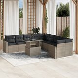 vidaXL 11-dijelni set vrtnih sofa poliratan s jastucima svijetlosivi Cijene