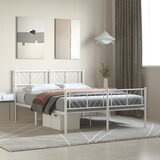 vidaXL Metalni okvir kreveta uzglavlje i podnožje bijeli 135 x 190 cm Cijene