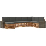 vidaXL Zunanja garnitura za sedenje 8 pcs Naravna in antracitna, (5000280872) | Shoptok.si