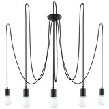  Sollux SL.0371 - Luster na sajli EDISON 5, 5xE27/60W/230V, pauk, crni | Eponuda.com