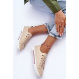 EVENTO Women's Leather Sport Shoes Beige Mossaia | Shoptok.si