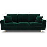 Cosmopolitan Design Zelena žametna raztegljiva sedežna garnitura s prostorom za shranjevanje 235 cm Kyoto – Cene