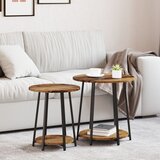 vidaXL Krajnji stolovi Staro drvo Masivno obnovljeno drvo, Metal Srednji | shoptok.hr