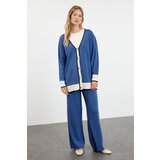 Trendyol indigo Color Block Knitwear Cardigan Trousers Bottom-Top Set Cene