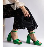 Gemre Green satin block heel sandals Saucedo | ePonuda.com