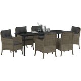 Set od 7 komada vrtne blagovaonice s jastučićima siva poli ratan | shoptok.hr