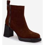 VINCEZA Women's Ankle Boots Made of Natural Suede on Heel | Shoptok.si