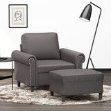 vidaXL fotelj s stolčkom za noge siv 60 cm umetno usnje | Shoptok.si