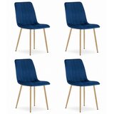 Lava stolica - tamnoplavi baršun / noge u boji drveta x 4 | shoptok.hr