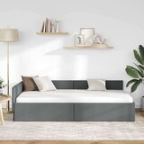 vidaXL Kotna postelja Temno siva 90 x 190 cm Tkanina in oblikovan les | Shoptok.si
