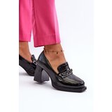 VINCEZA Black Patent Leather Pumps on Chunky Heel Terimene | ePonuda.com