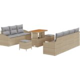  10-delni vrtni sofa set z blazinami bež poli ratan akacija | Shoptok.si