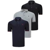 Dewberry TRIPLE SET T8586 MEN'S T-SHIRT-BLACK-NAVY-GREY | Shoptok.si
