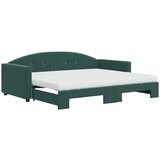  The Living Store Izvlečna dnevna postelja z vzmetnico tm. zelena 90x200 cm žamet - Izvlečna Dnevna Postelja, (21489254) | Shoptok.si