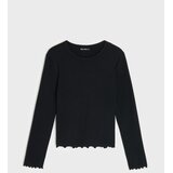 Sinsay Pamučna bluza dugih rukava s ukrasnim volanom | shoptok.hr