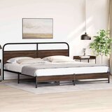 Metalni Kovinski posteljni okvir brez vzmetnice rjavi hrast 193x203 cm, (21608519) | Shoptok.si