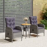 vidaXL 3-dijelni vrtni bistro set od poliratana sivi Cijene